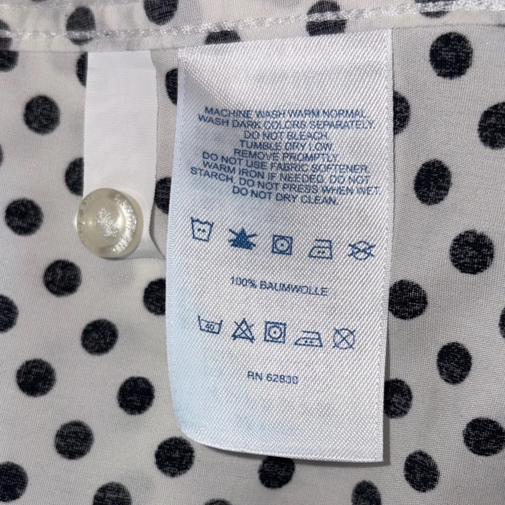 Lands’ End Sleeveless Polka Dot Button Front Blouse Black White Top Size 18P - Picture 9 of 9